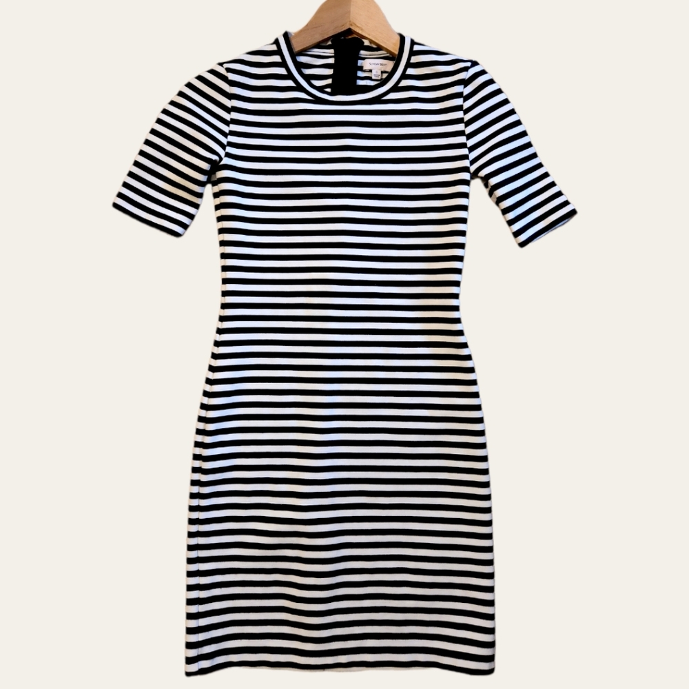 Sunday Best Black and White Striped Mini Dress